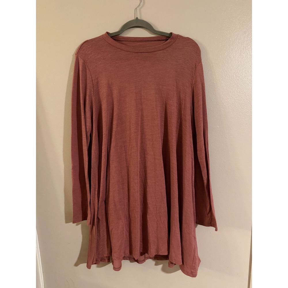 Free People FP Beach Rose Slub Knit Open Back Long Sleeve Tunic Top Large